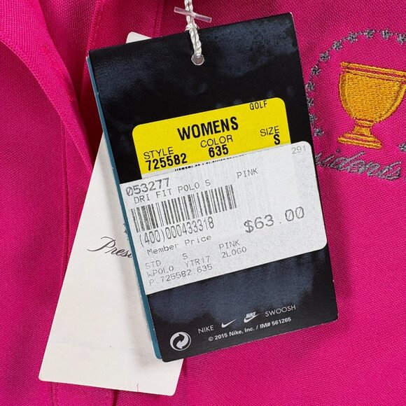 Nike Golf Womens Dri-Fit Polo Small Pink Presidents Cup Liberty Logo NEW - Picture 7 of 12